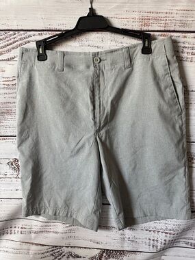 Men's Flat Front Light Gray Cotton-Blend Shorts